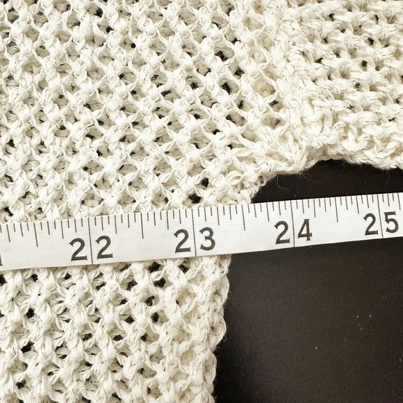 Caroll Paris Metallic Open Knit Linen Blend V-Neck Sweater Cream XS - Picture 11 of 14